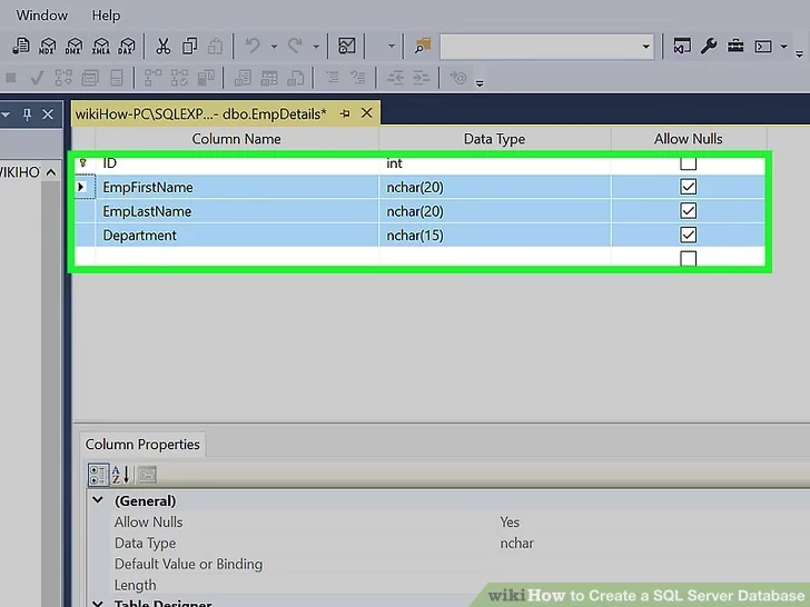 How to Create a SQL Server Database Step 7